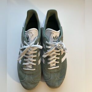 Adidas Women’s Sage Green and White Gazelle Sneakers